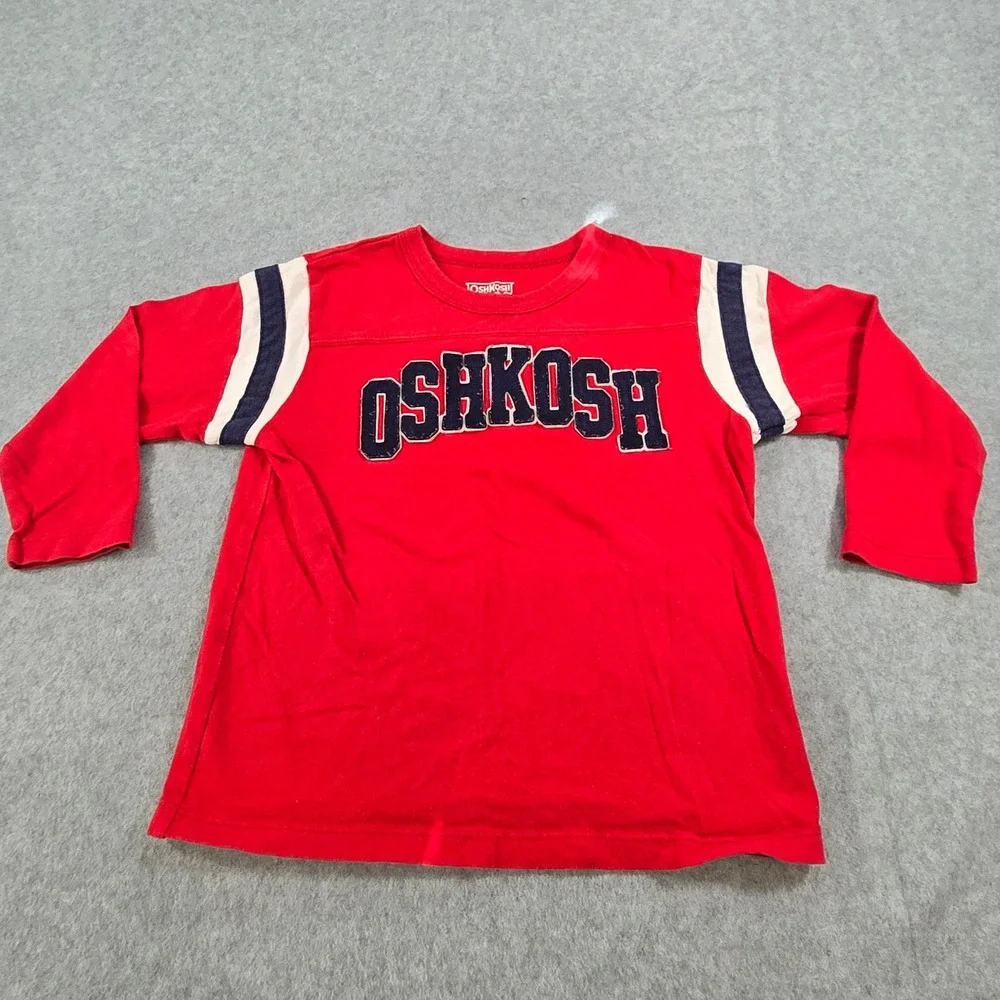 OshKosh B'gosh Boys Red Long Sleeve Graphic Athletic Varsity T-Shirt Size 3T